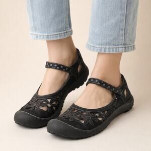 JBU By Jambu Black Floral Cutout Mary Jane Comfort Shoes Memory Foam Size 8